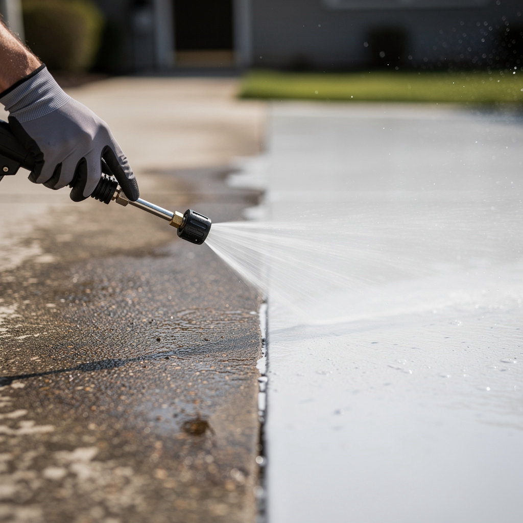 Nashville Pressure Pros before and after driveway cleaning transformation in Tennessee